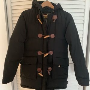 Penfield hooded puffer with toggles.